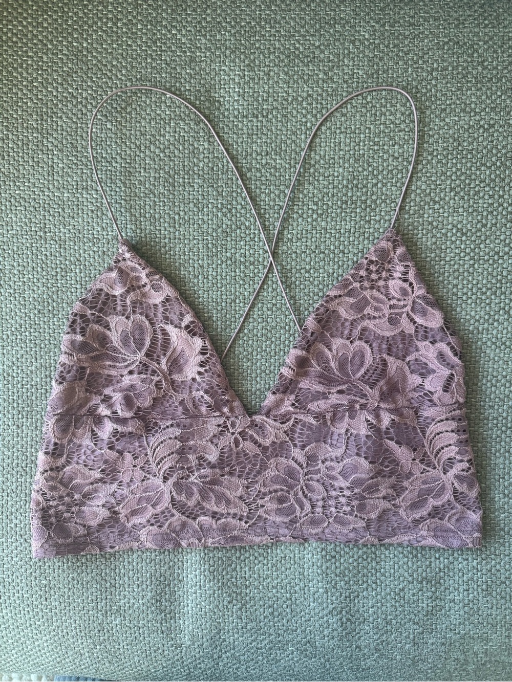 Kimchi Blue Lace Bralette with Crisscross Straps - Mauve Pink